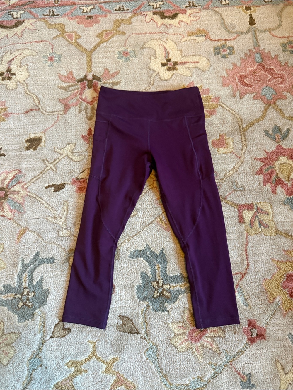 ZYIA Deep Purple Women's High-Rise Leggings with Side Pockets